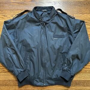 VTG Members Only Iconic Racer Jacket Black Mens M Full Zip Pockets Retro Style
